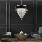 Noir — 8-Light Crystal Chandelier with Black Velvet Anti-Glare Shade