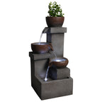 Sable Terrace — Cascading Fountain & Planter, Ashen Stone Finish
