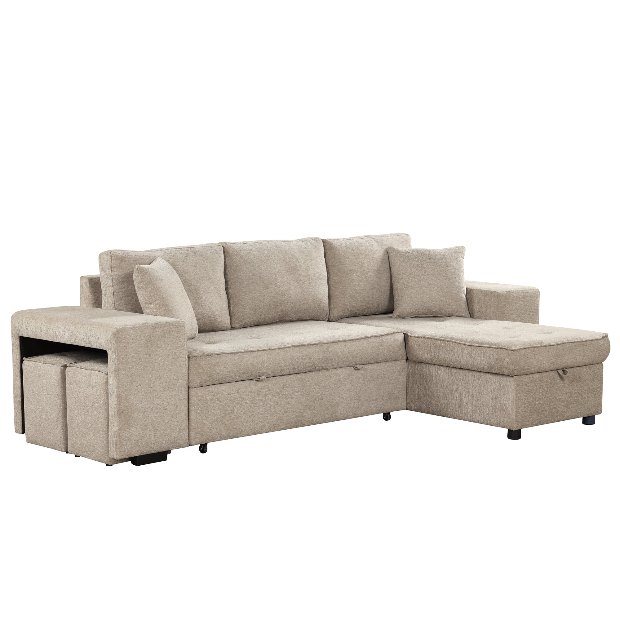 Aveline Convertible Sleeper Sectional, Cream