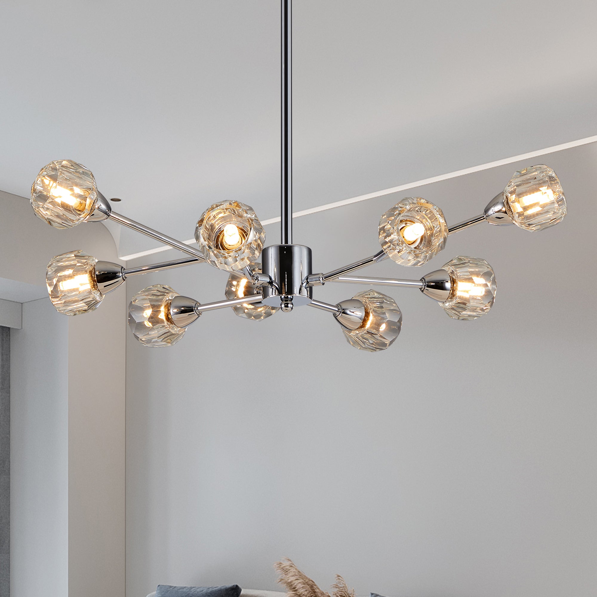 Orbit — 9-Light Chrome Crystal Globe Chandelier