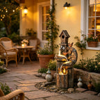 Thornwood Post — Cascading Birdhouse Fountain, Weathered Timber Finish