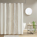 Marlowe — Woven Diamond Stripe Shower Curtain, Ivory