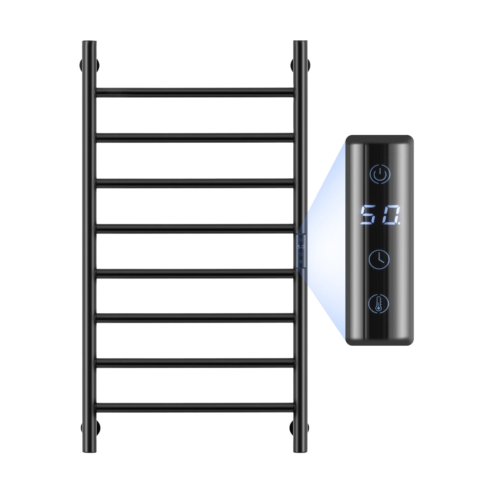 Callan — 8-Bar Heated Towel Rack, Matte Black