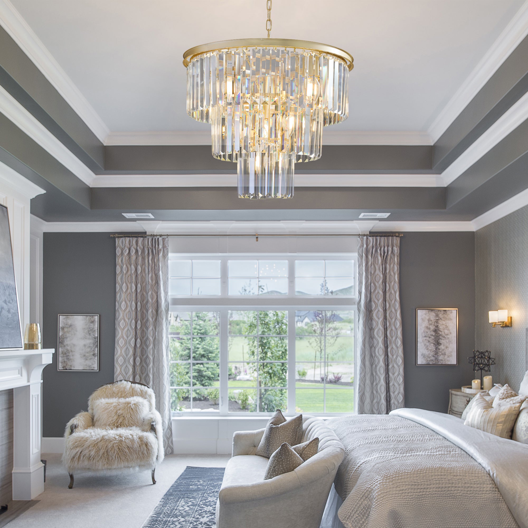 Empress 3-Tier Crystal Chandelier in Gold | 7-Light
