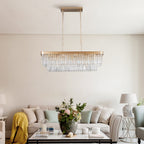Strata — 11-Light Gold Crystal Rectangle Chandelier