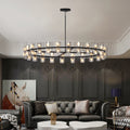 Sovereign 48' Dual Crystal Ring Chandelier in Matte Black