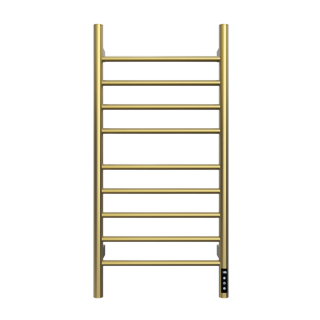 Rosalind — 9-Bar Heated Towel Rack, Brushed Gold