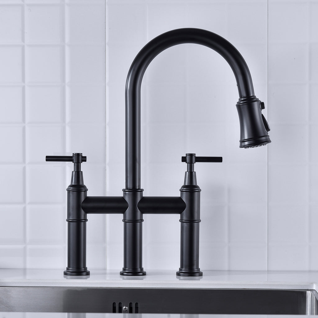 Marchetti Bridge Faucet with Pull-Down Sprayhead