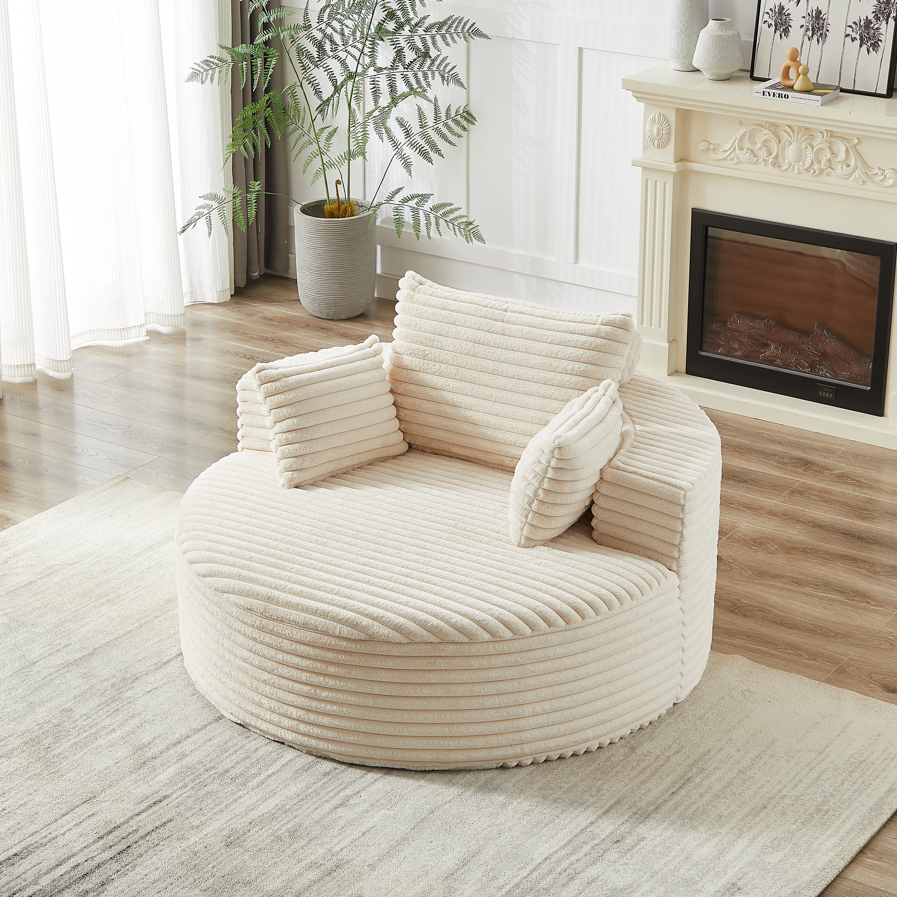 Marlowe Corduroy Cocoon Chair, Cream