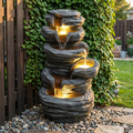 Stonewell Cascade — Tiered Rock Fountain, Charcoal Finish