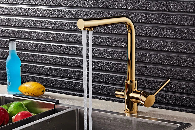 Noir & Gold Pull-Out Kitchen Faucet