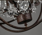 Industrial Orb Crystal Chandelier — Rustic Globe Pendant Light with Candelabra Arms
