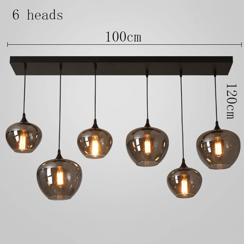 Smoked Amber Glass Multi-Pendant Chandelier