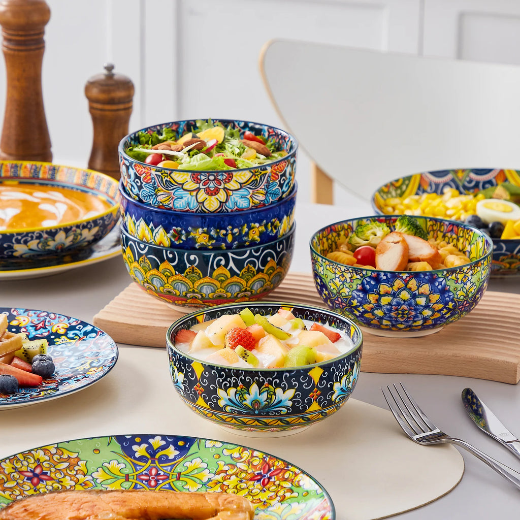 24-Piece Bohemian Mandala Dinnerware Set