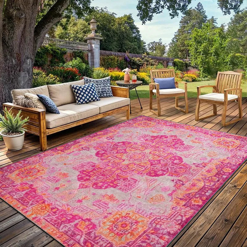 Boho Pink Medallion Outdoor Area Rug
