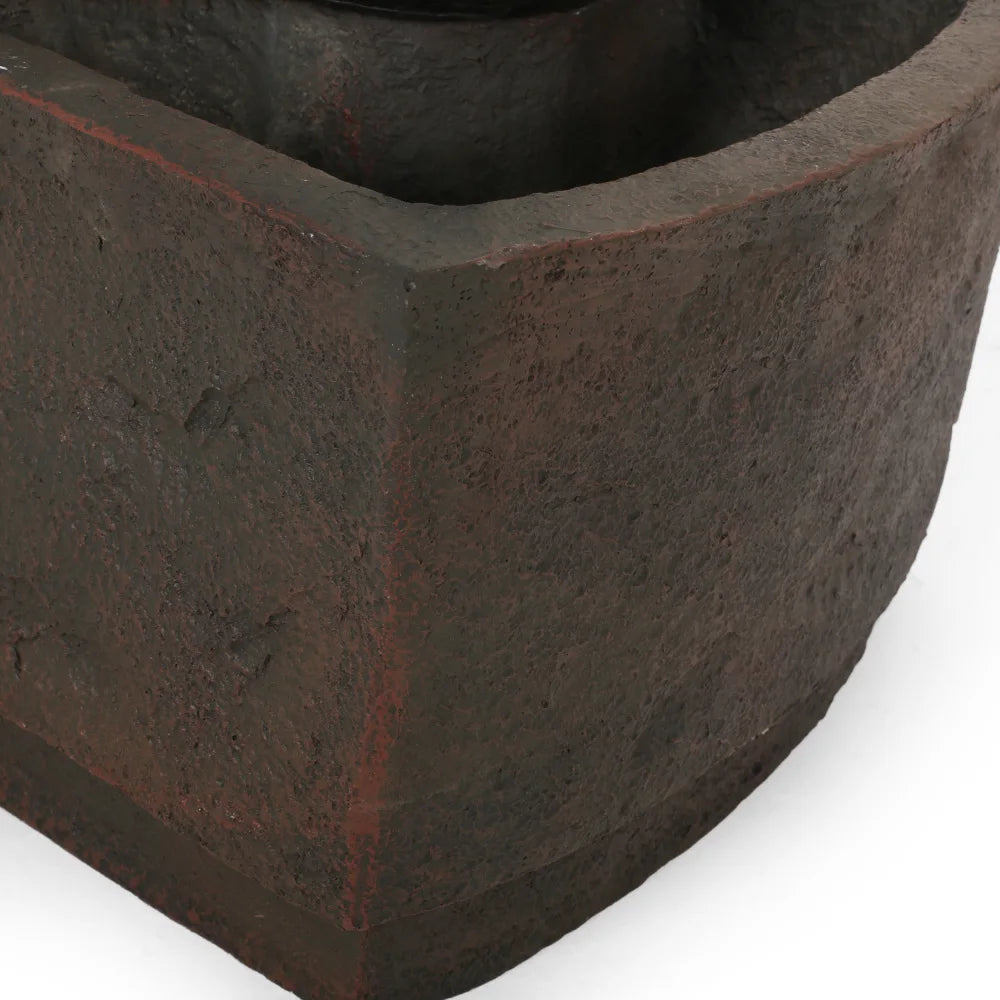 Three-Pot Tiered Cascading Outdoor Water Fountain with LED Lights