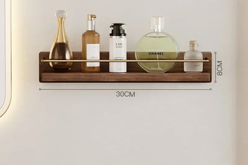 Walnut Wood Floating Bathroom Shelf