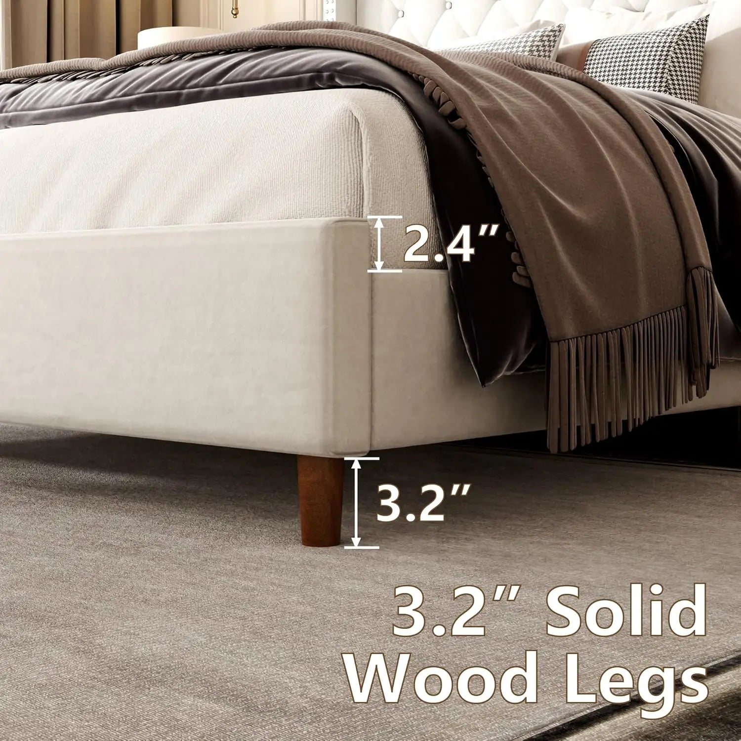 Luxury Diamond Tufted Upholstered Bed Frame - Queen
