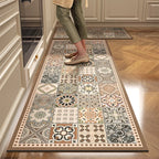 Moroccan Tile Pattern Kitchen Mat Set — Non-Slip Washable Floor Runner for Kitchen & Hallway