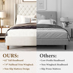 Luxury Diamond Tufted Upholstered Bed Frame - Queen