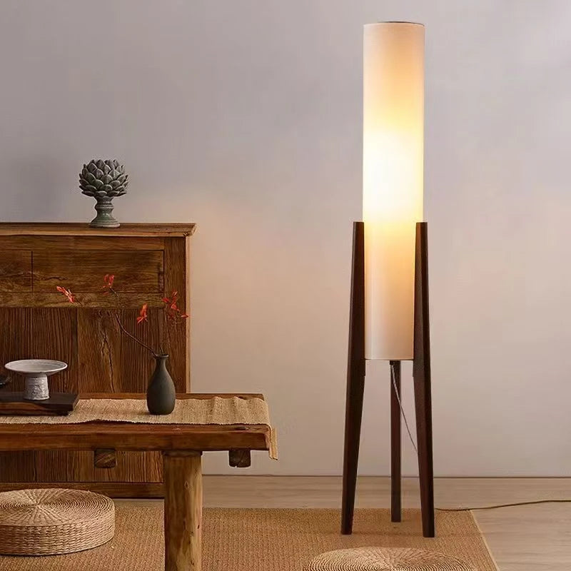 Scandinavian Wood Tripod Column Floor Lamp
