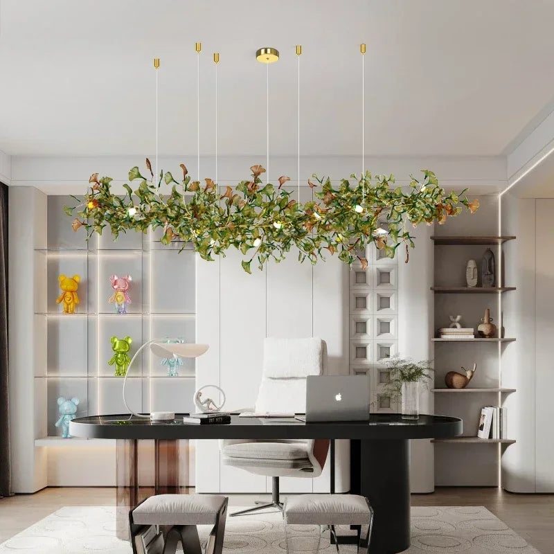 Enchanted Botanical Leaf Island Chandelier — Indoor Garden Pendant Light