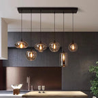 Smoked Amber Glass Multi-Pendant Chandelier