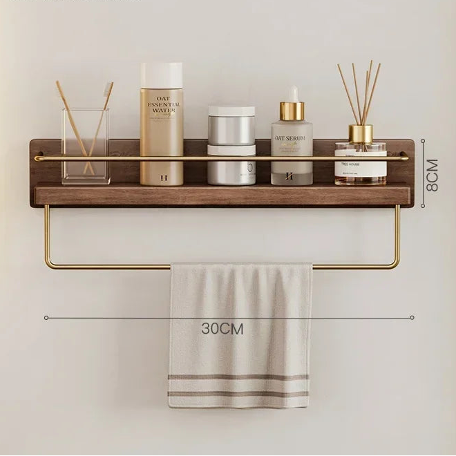 Walnut Wood Floating Bathroom Shelf