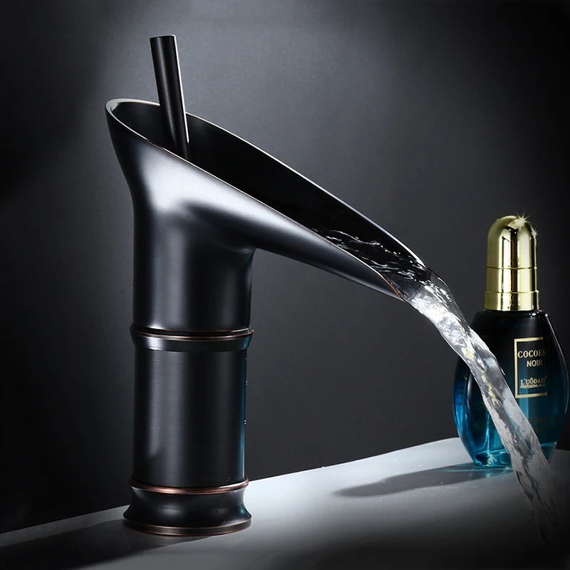 Cascade Waterfall Basin Faucet — Black & Gold