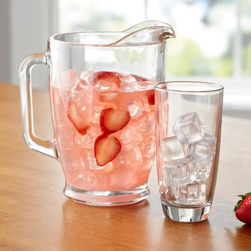 Clear Glass Pitcher & Tumbler Set