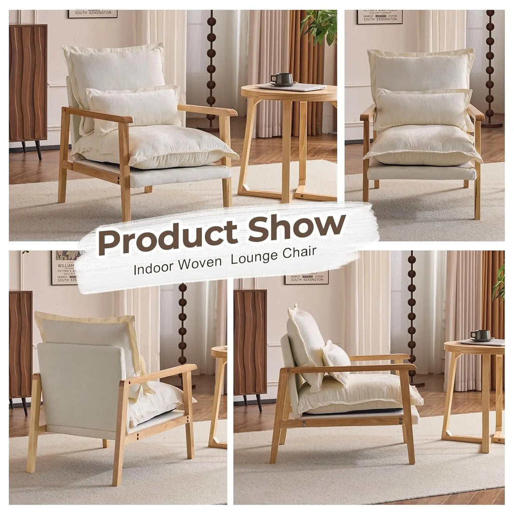 Japandi Solid Wood Accent Chair