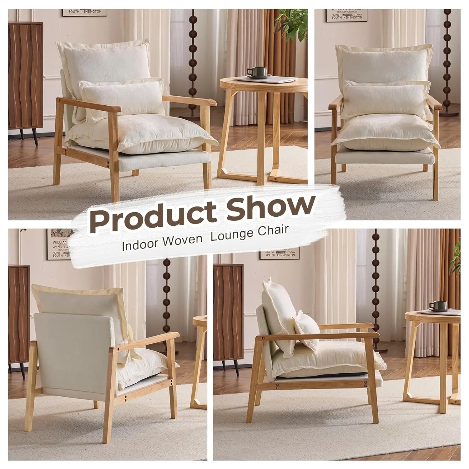 Japandi Solid Wood Accent Chair