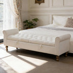 Tufted Storage Bench with Armrests