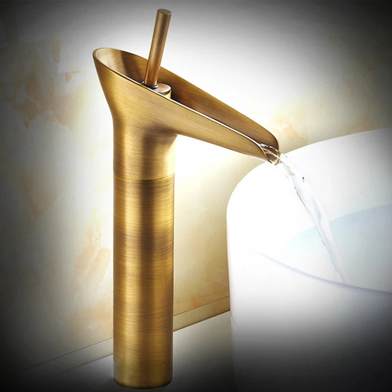 Cascade Waterfall Basin Faucet — Black & Gold