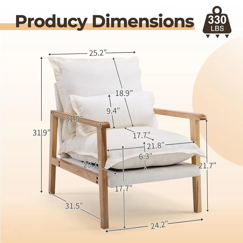 Japandi Solid Wood Accent Chair