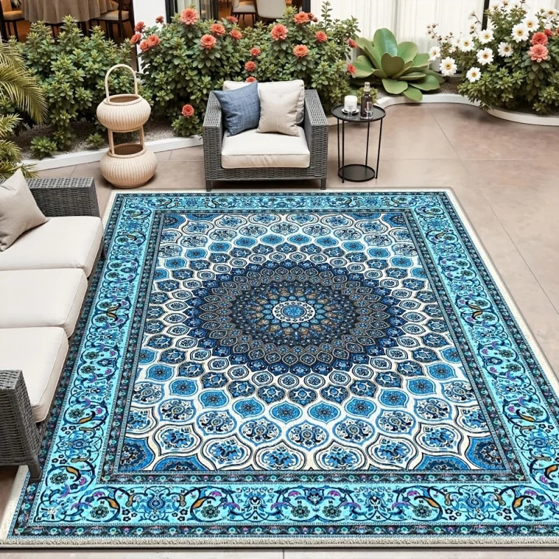 Moroccan Blue Medallion Outdoor Area Rug