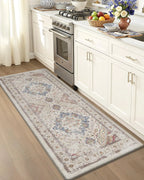 Vintage Medallion Kitchen Runner Rug — Washable Non-Slip Mat for Kitchen & Laundry