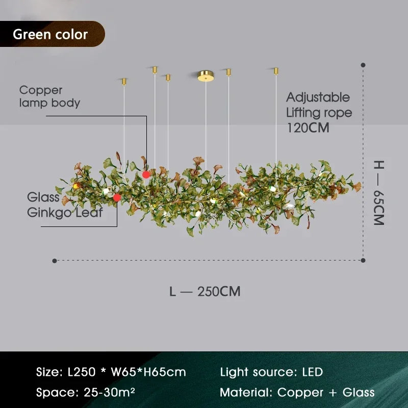 Enchanted Botanical Leaf Island Chandelier — Indoor Garden Pendant Light