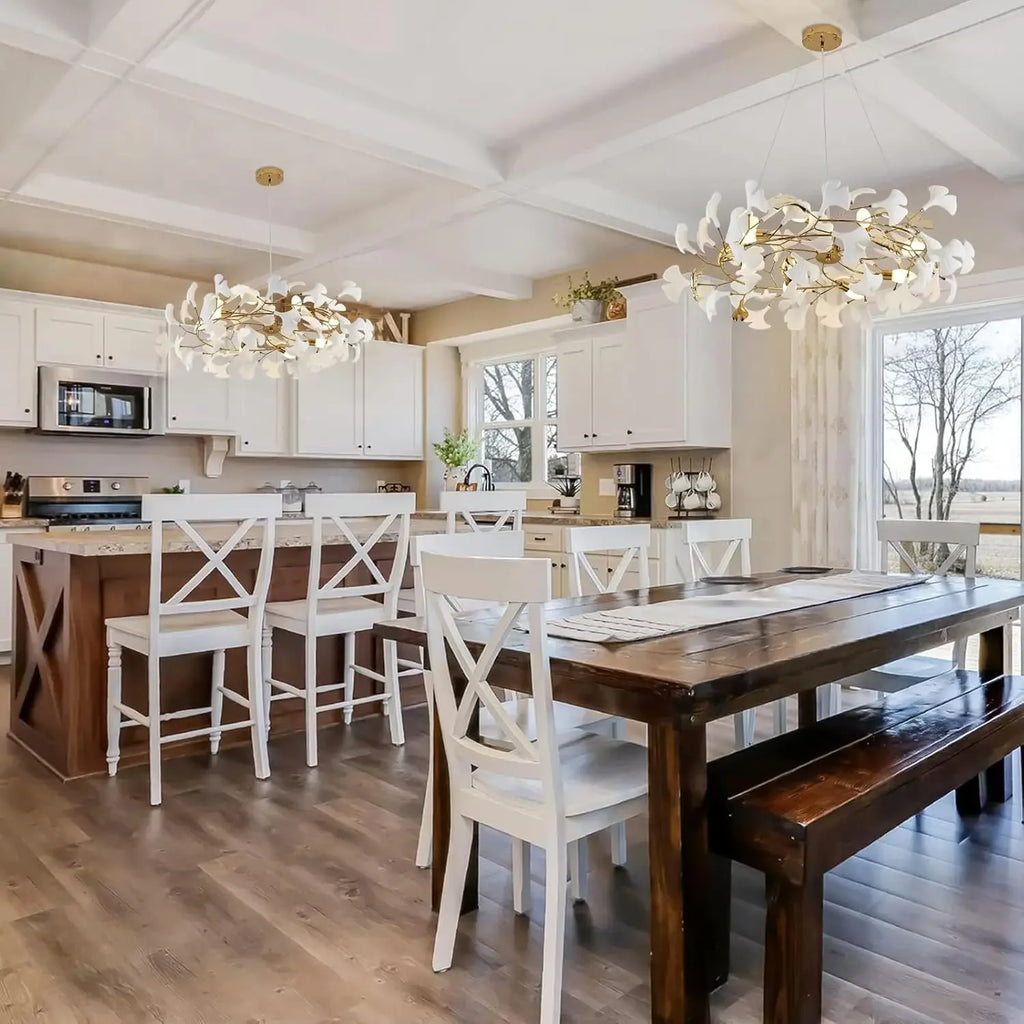 Sculptural Floral Leaf Linear Chandelier — Nature-Inspired Dining Room Pendant