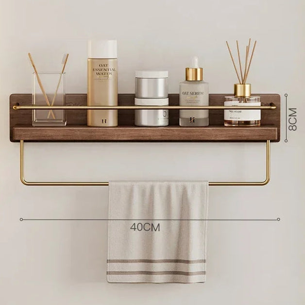 Walnut Wood Floating Bathroom Shelf