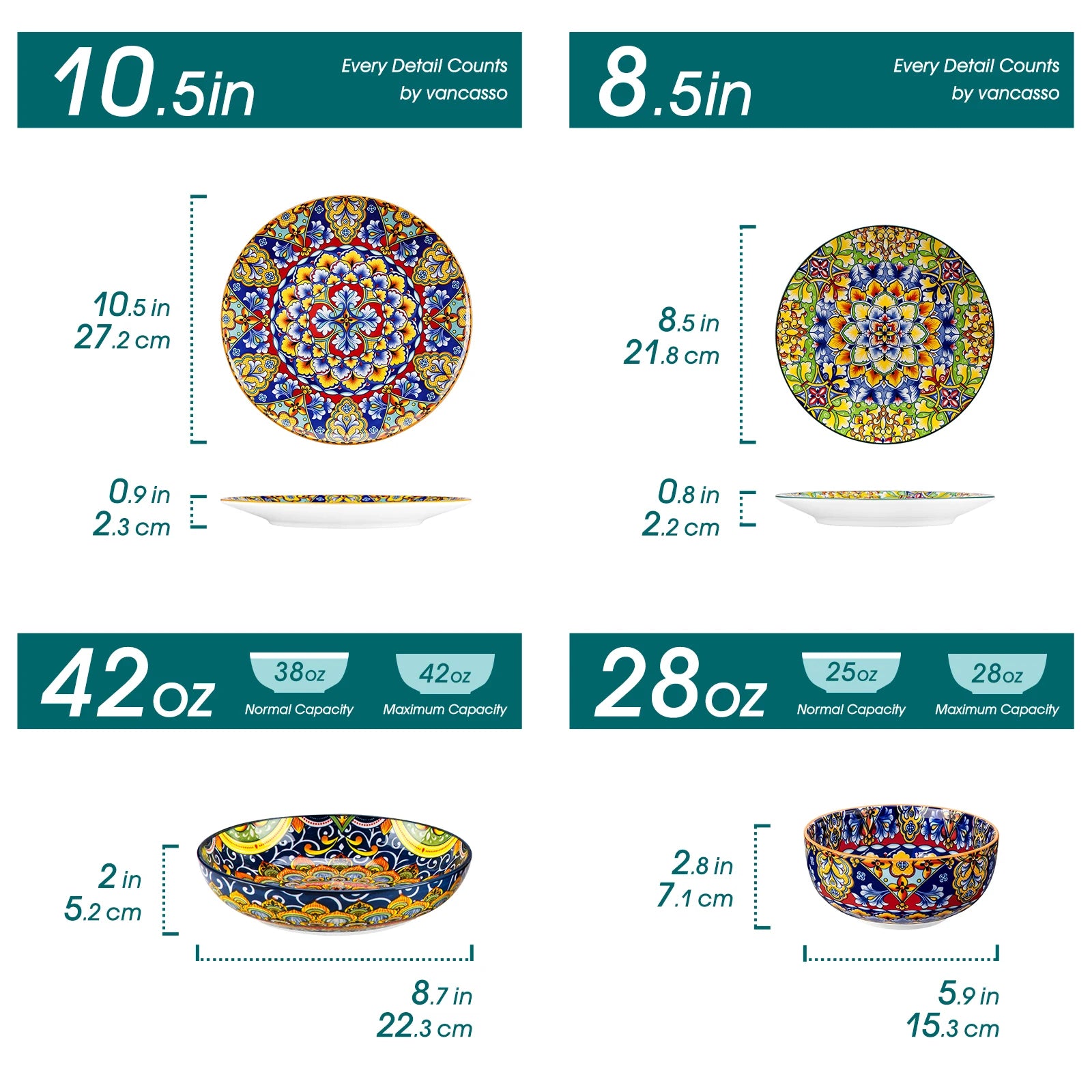 24-Piece Bohemian Mandala Dinnerware Set