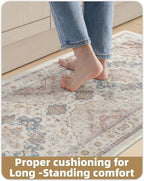 Vintage Medallion Kitchen Runner Rug — Washable Non-Slip Mat for Kitchen & Laundry