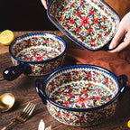 Polish Pottery Style 3-Piece Ceramic Cookware Set
