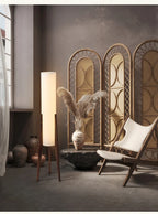 Scandinavian Wood Tripod Column Floor Lamp