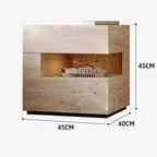 Travertine Stone Nightstand with LED Light Strip