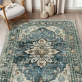 Vintage Persian Medallion Area Rug — Washable Boho Floral Rug for Living Room & Bedroom