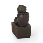 Three-Pot Tiered Cascading Outdoor Water Fountain with LED Lights