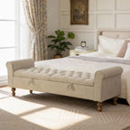 Tufted Storage Bench with Armrests