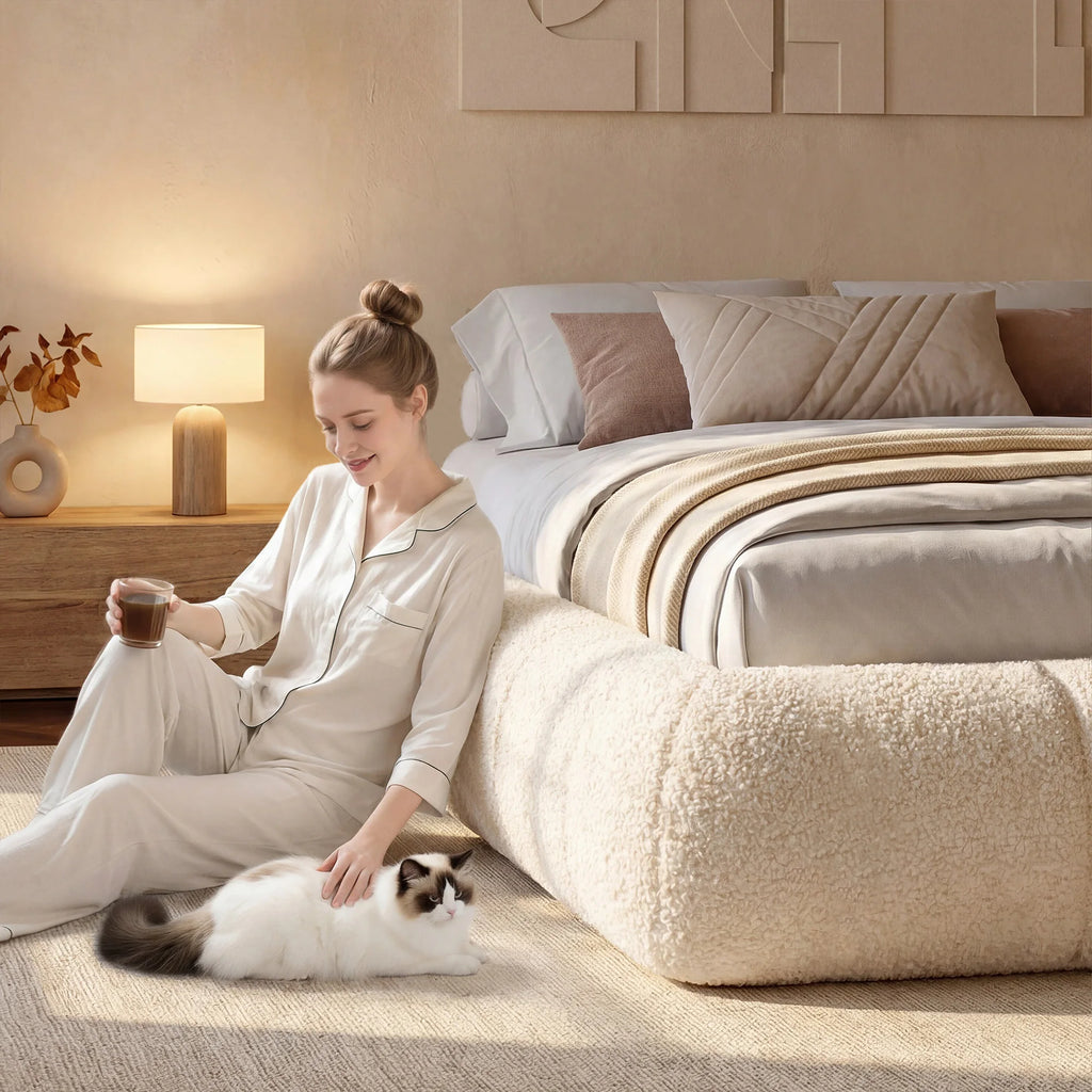 Boucle Teddy Cloud Bed Frame