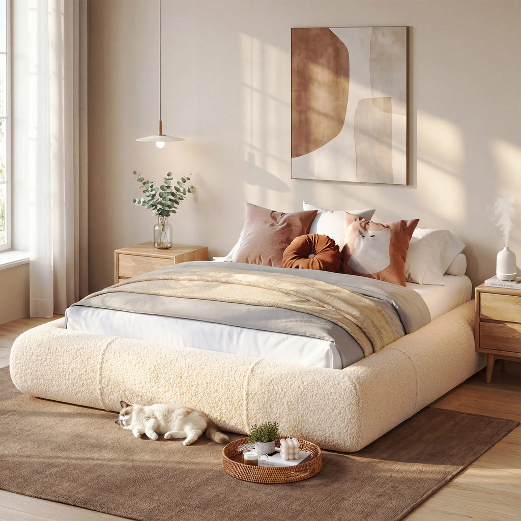 Boucle Teddy Cloud Bed Frame